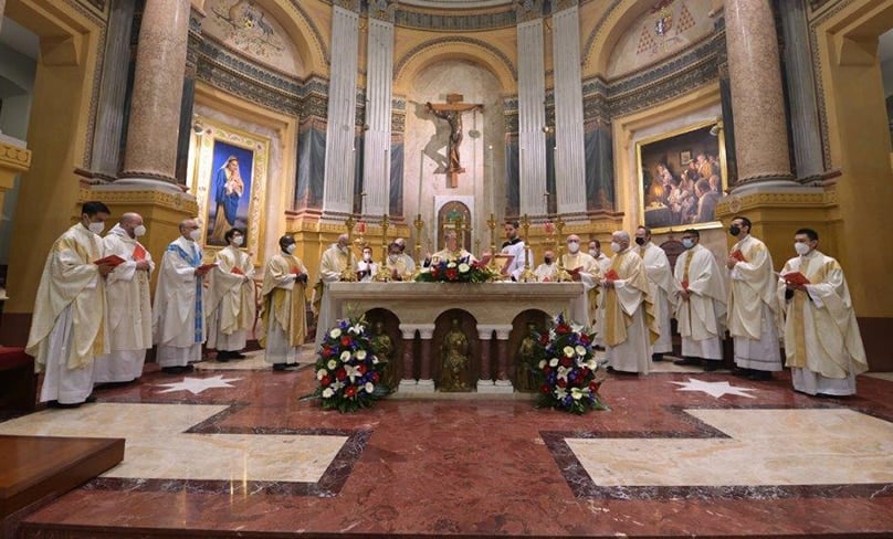 Archbishop Anthony Fisher OP is joined by numerous concelebrants for the special Mass. Photo: Courtesy Domus Australia