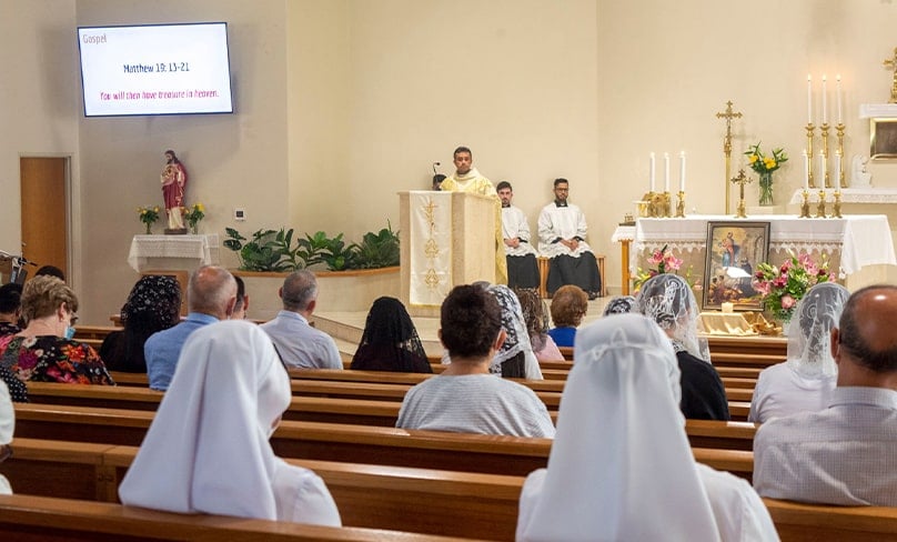 Frs Mathew Vellyamkandathil CRS and Chris de Sousa CRS celebrated a Solemn Mass for the parish community in Moorebank for the Solemnity of St Jerome Emiliani, founder of the Somascan Fathers, and the second anniversary of the Somascan Young Adults. Photo: Mat De Sousa