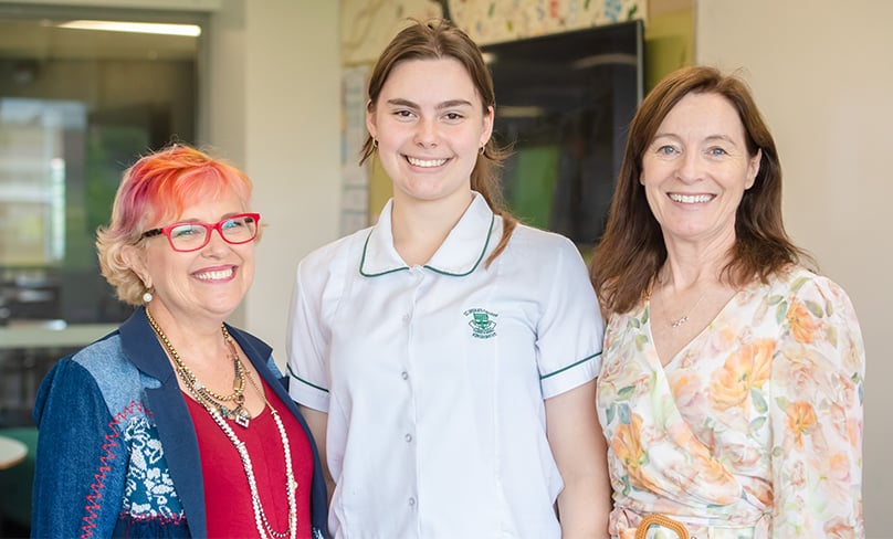 St Ursula’s College student Mia Topen, centre, has initiated an urgent appeal to help those who have lost everything in the recent floods. Photo: Giovanni Portelli