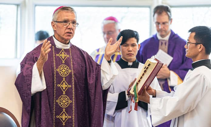 The Open Day on 6 March, the First Sunday of Lent, began with a Mass in the chapel in which previous seminary rector and recently installed Auxiliary Bishop Danny Meagher was the Principal Celebrant. Photo: Alphonsus Fok