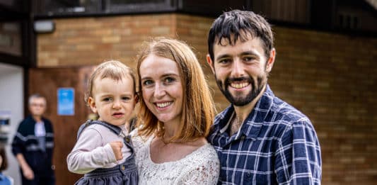 Justin and Ashleigh Donnelly with their daughter Rosemary. The couple feels “beyond blessed” to be part of the first parish in Australia to run the Domestic Church program. Photo: Alphonsus Fok