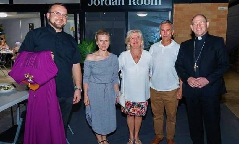 From little things big things come: Fr Greg Skvlski SDS, Maria Andrzejewski, her parents Elizabeth and George, and Bishop Anthony Randazzo are all pleased to see the Domestic Church Movement up and running in East Gosford.