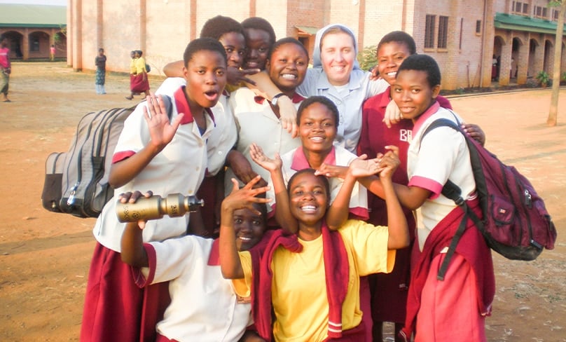 The greatest joy of her life … Sr Melissa with some of her students at Bakhita Secondary School in Balaka, East Africa Photos: Supplied