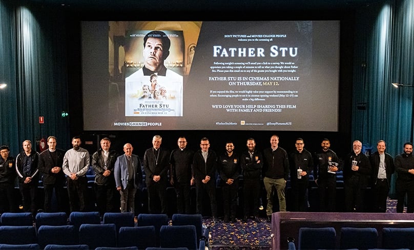 Sydney priests and seminarians gather for an exclusive screening of an inspiring true story, Fr Stu. Photo: Alphonsus Fok