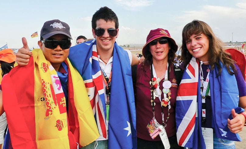 On pilgrimage at World Youth Day in Madrid. Far right: Br Adalbert with his parents Wilfredo and Melita.