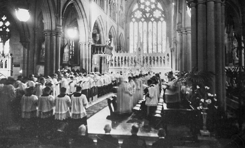 Mass is celebrated in St Mary’s Cathedral in 1937 for the Fourth Plenary of the Church in Australia. Photo: Archdiocese of Sydney archives
