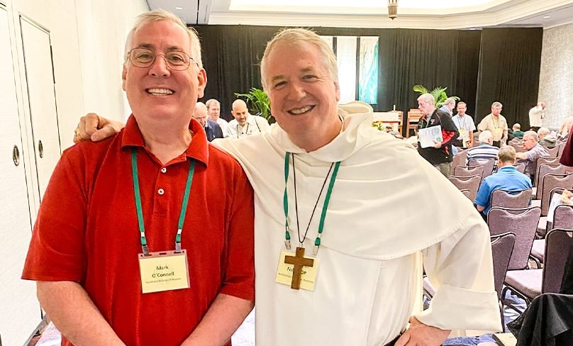 Boston Bishop Mark O’Connell of the Archdiocese of Boston with Archbishop Anthony Fisher OP during the US bishops’ retreat.