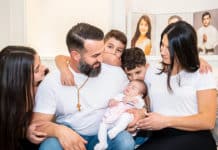 To Rome with love… Danny and Leila Abdallah with children Liana, Alex, Michael and baby Selina who are heading to the Vatican at the invitation of Pope Francis. Photo: Giovanni Portelli