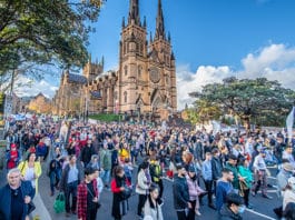 More than 13,000 people turned out to walk with Jesus through the streets of Sydney on the Feast of Corpus Christi - double the number who attended the last such procession. Photo: Giovanni Portelli
