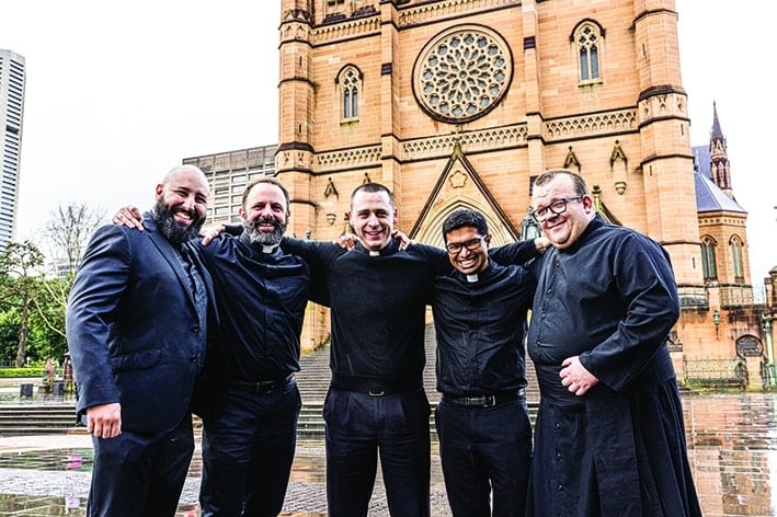 After seven years together Deacons Ben Saliba, Mark Anderson, Ben Gandy, Bijoy Joseph and Adrian Simmons will be ordained next weekend. Photo: Alphonsus Fok