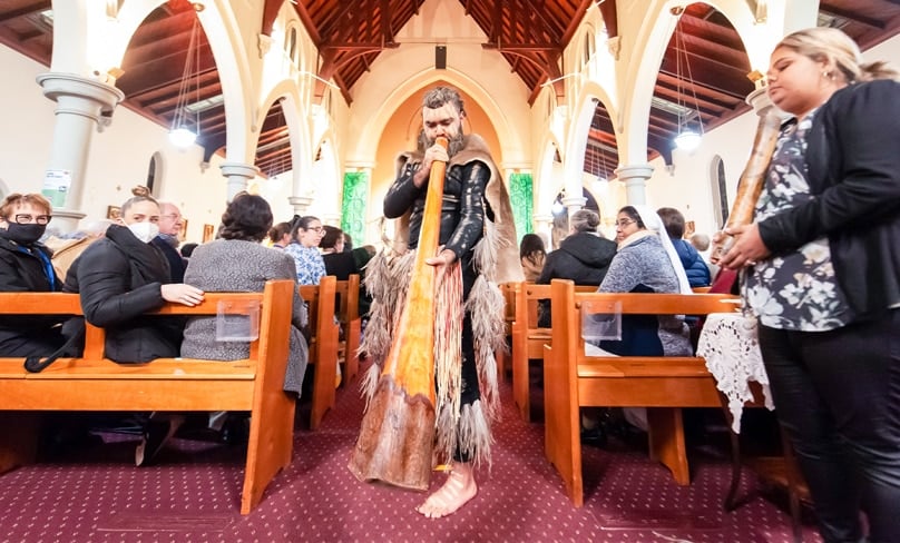 The playing of a didgeridoo featured at the Opening Mass of the Plenary’s Second Assembly in North Sydney last weekend. Photo: Giovanni Portelli