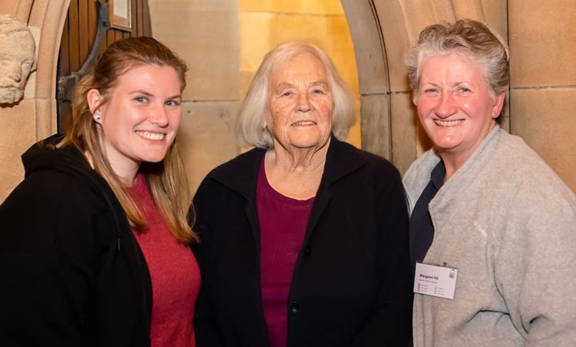 Three generations of bellringers … Anna Perrin, Enid Roberts and Tower Captain Margaret Hill. Photo: Giovanni Portelli