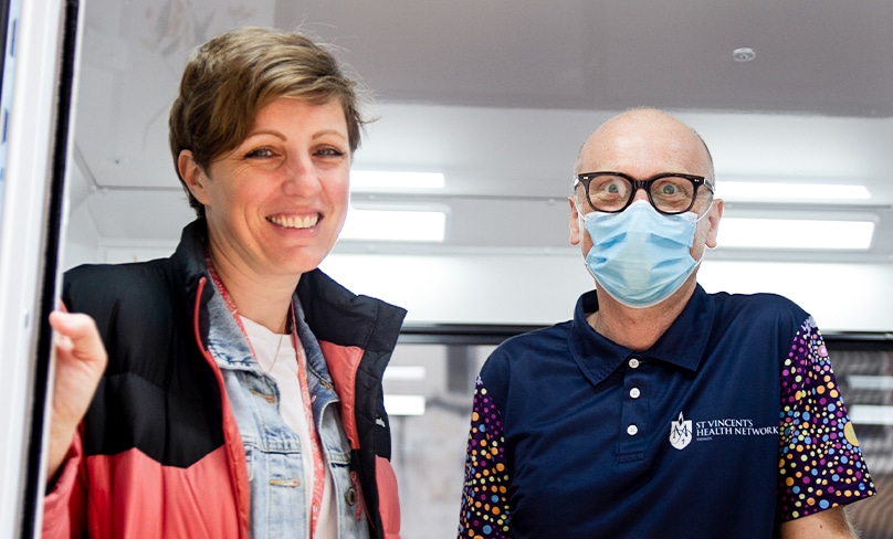 Erin Longbottom and colleague at the St Vincent's Diabetes Clinic. Photo: Adam Wesselinoff