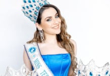 Teen queen Helena Ristevski wearing the winner’s sash after being crowned Miss Teen Universal International in Sydney. Photo: Matty Patek