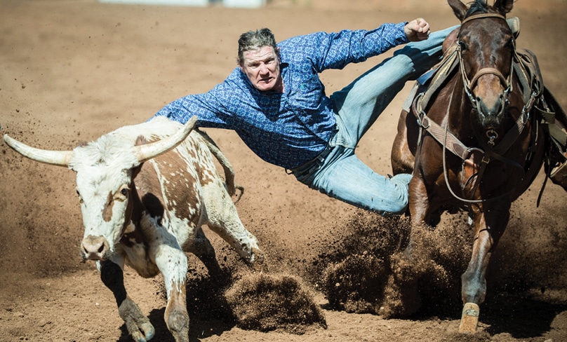 Part of the action at a rodeo in Mt Isa in 2019. Photo: ABC/Brendan Esposito