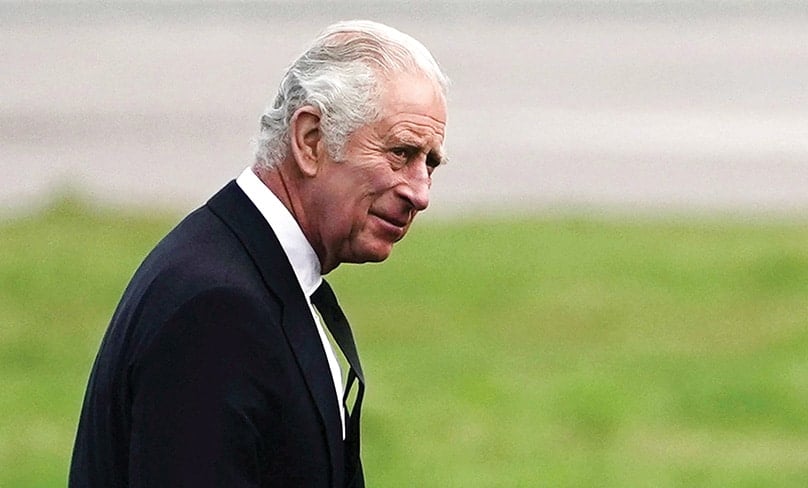 Britain's King Charles III walks at Aberdeen Airport in Scotland as he travels to London Sept. 9, 2022, following the Sept. 8 death of Queen Elizabeth II. Photo: CNS photo/Aaron Chown, pool via Reuters