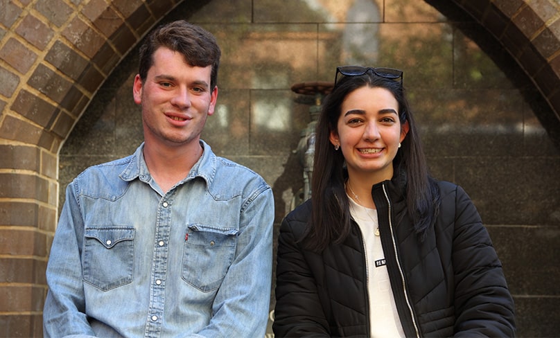 Harrison Payne and Molly Hayes. The Sydney Notre Dame students are part of a new way of thinking about mission focused on discipleship being run through the University of Notre Dame’s chaplaincy. The In Altum program draws on the Archdiocese of Sydney’s Go Make Disciples mission plan. Photo: Adam Wesselinoff