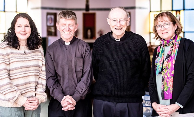 Father Doug Harris, Fr Hugh Thomas CSsr, Michelle Firth and Vivien Watts work to spread perpetual adoration throughout Australia. Photo: Giovanni Portelli