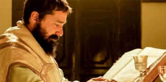 Some of the film’s most compelling shots are of LaBeouf’s Padre Pio reverently consecrating the host in Mass and giving Communion to his small congregation. Photo: Christian Mantuano
