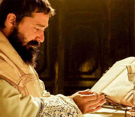 Some of the film’s most compelling shots are of LaBeouf’s Padre Pio reverently consecrating the host in Mass and giving Communion to his small congregation. Photo: Christian Mantuano