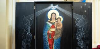 The new Marian icon by Damien Walker brings together cultures and symbols in artistically creative new ways. Photo: Supplied