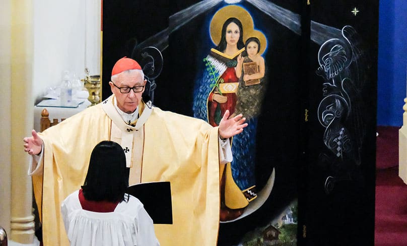 Cardinal John Dew of Wellington rededicates St Mary of the Angels Church in Wellington as a national Shrine to Mary. Photo: Supplied