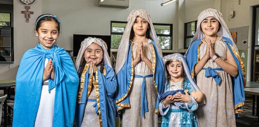 Mary, the Blessed Mother of God, was extremely popular for young people dressing up as a favourite saint for All Hallows’ Eve this year as these five youngsters from St Michael’s Belfield demonstrate. Photo: Alphonsus Fok
