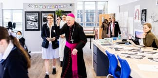 Bishop Terence Brady blesses new classrooms at St Scholastica’s College at Glebe. Photo: Alphonsus Fok
