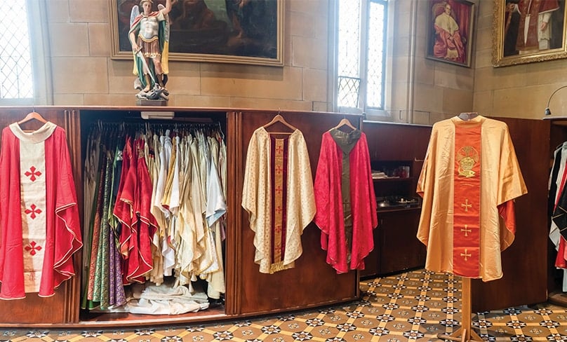 Secrets of the cathedral: hundreds of vestments hang in the sacristy for use throughout the year, including some worn by popes and saints. Photo: Giovanni Portelli