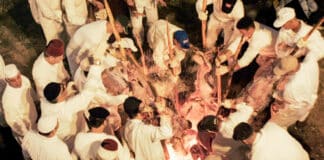 Samaritans take part in the Passover sacrifice ceremony in the West Bank in 2008. Photo: CNS, Abed Omar Qusini, Reuters