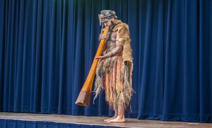 The gathering included a playing of the didgeridoo and a welcome to country by Lisa Buxton. Photo: Giovanni Portelli