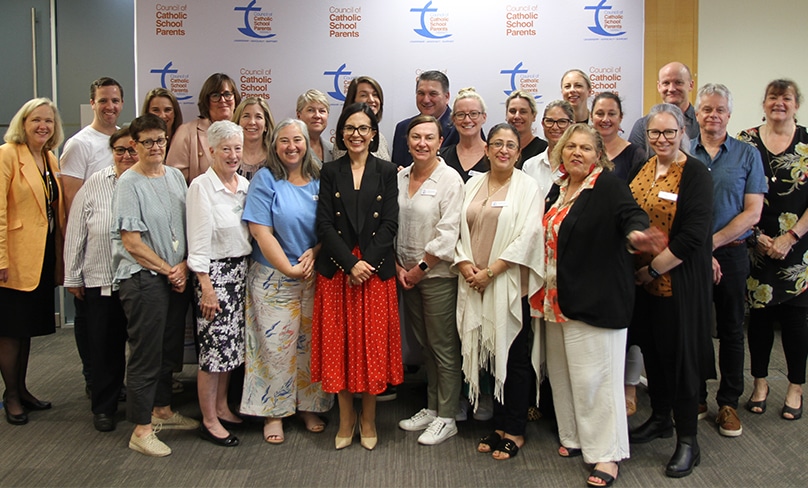 NSW shadow education minister Prue Car, centre, withouthers at a forum held by the Catholic Council of School Parents NSW/ACT on 18 November.Photo: Adam Wesselinoff 