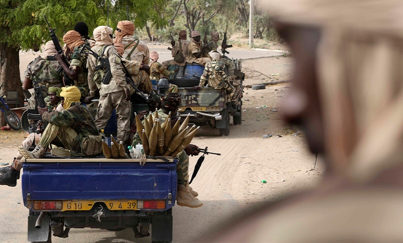 Soldiers from Chad drive into a retaken town in Nigeria in 2015. In that year armies from Nigeria, Cameroon, Chad and Niger launched an offensive to end the radical Islamist Boko Haram’s six-year campaign, which killed thousands in northern Nigeria and spilled over into Cameroon and Niger. Extremist violence in Africa is of particular concern in the global picture regarding persecution of Christians. Photo: CNS/Emmanuel Braun, Reuters