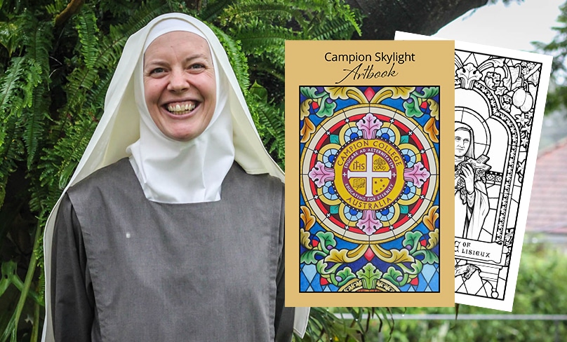 Sr Josephine, a Mary Morning Star Sister, designed the stunning skylight which will be the centrepiece of Campion’s new library and which Campion has turned Sr Josephine’s designs into a colouring book. Photo: Supplied