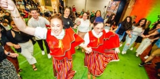 A foretaste of Portugal: traditional music, food and dancing got pilgrims excited for World Youth Day 2023 in Lisbon. Photo: Giovanni Portelli
