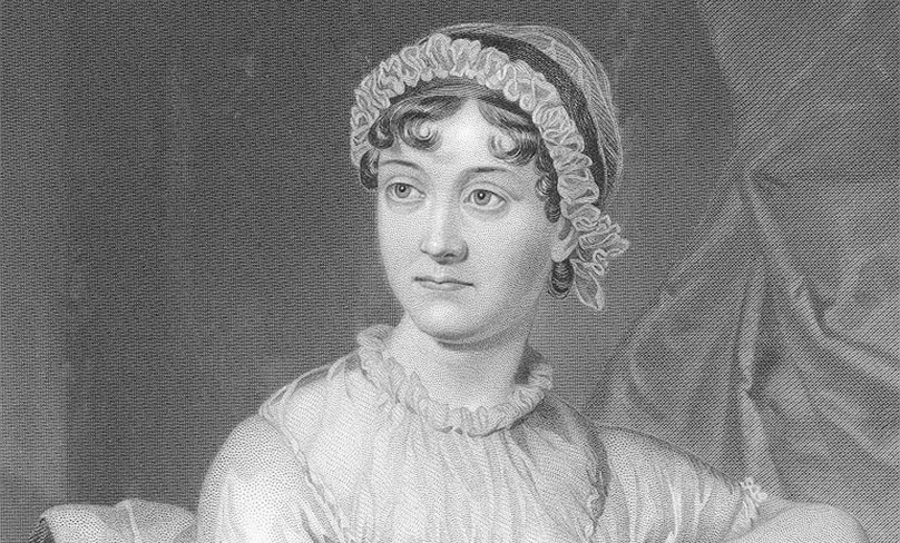 An engraving depicting Jane Austen based on a watercolour sketch by her older sister Cassandra.