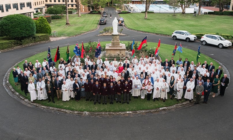 The congregation gathers following the Mass marking the installation of the new Marist Province. Photo: Patrick J Lee