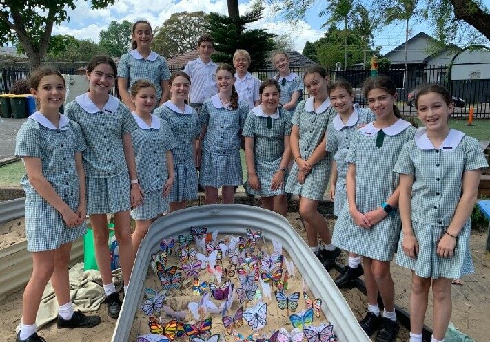 The Pope Francis students also created a colourful butterfly garden as a tangible memorial to those who have passed in their families over time. Photo: Supplied