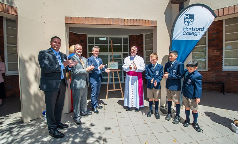Archbishop Fisher joined students, parents, teachers and politicians for the opening of Hartford College, Daceyville. The school’s motto ‘Dare to Think, Dare to Know’ captures the pursuit of truth with courage, passion and adventure. Photo: Giovanni Portelli.
