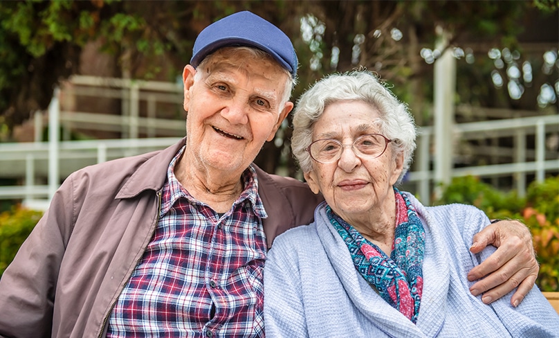 Scalabrini Village Nursing Home residents Christine (84) and Dennis Ballas (86). Photo: Giovanni Portelli