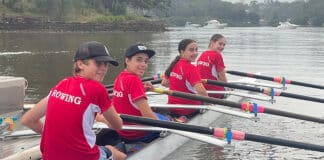 Students out on the water at Como led by Charlotte (seat 4). Photo: Supplied