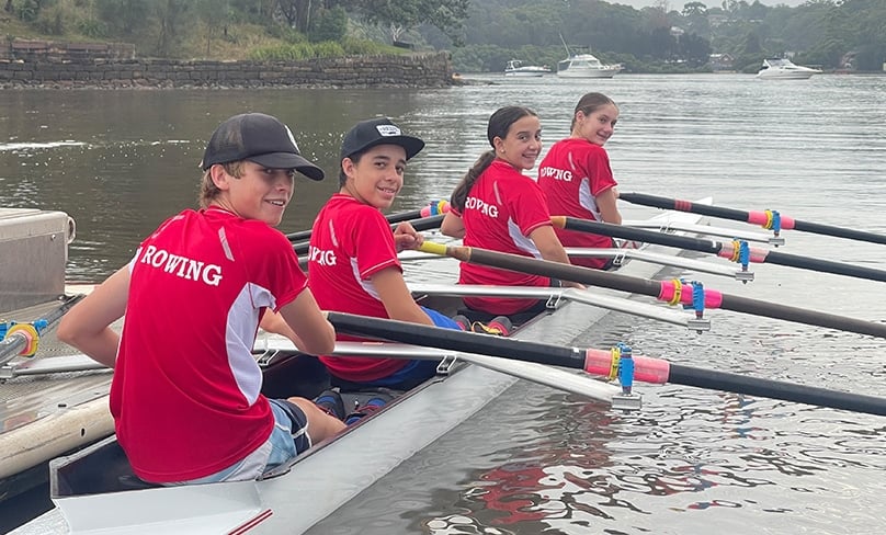 Students out on the water at Como led by Charlotte (seat 4). Photo: Supplied