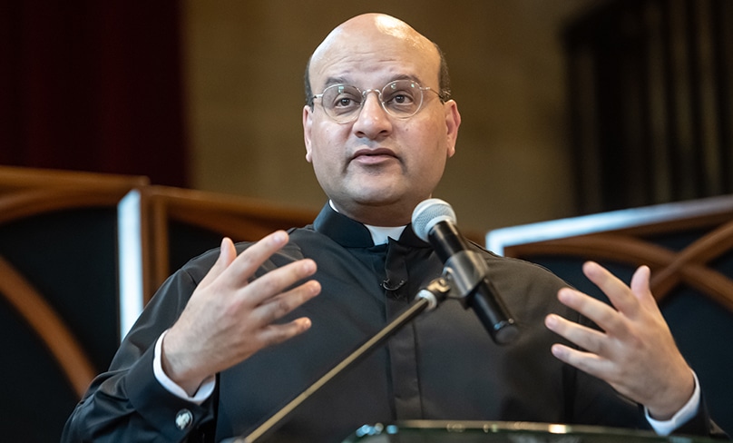 Fr Raymond De Souza speak about lessons learned from 19 years as a university chaplain at Chapter Hall on 7 February. Photo: Giovanni Portelli
