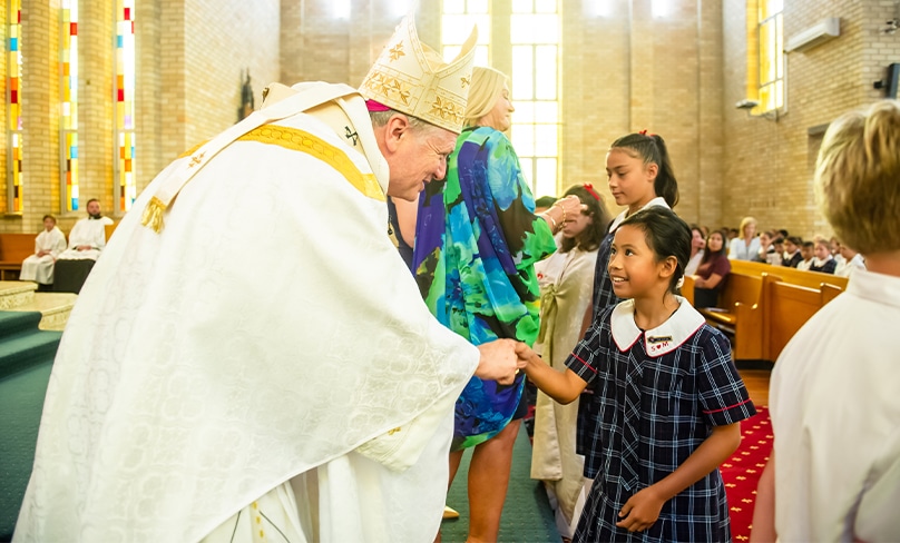 Archbishop Anthony Fisher OP was the principal celebrant at a Foundation School Mass on 14 February at St Agnes’ church in Matraville. Photo: Giovanni Portelli