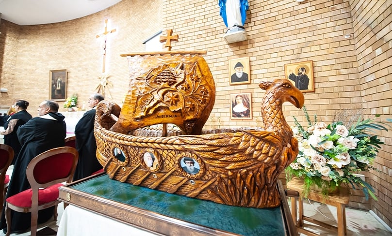 The feast of St Maroun was marked by welcoming the relics of Sts Maroun, Charbel, Rafqa and Nehmetallah and St Mary of the Cross MacKillop. Photo: Giovanni Portelli/Maronite Eparchy of Australia, New Zealand and Oceaniaa