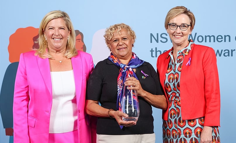 CatholicCare advocate Lynda Edwards, with Jodie Harrison MP Shadow Minister for Women and Hon Bronnie Taylor MLC. Photo: NSW Government