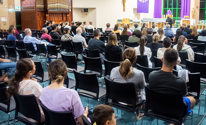 As part of a monthly fomation series, parishioners from St John the Baptist church in Bonnyrigg Heights attended a talk by assitant priest Fr Bejamin Saliba on prayer and the holy sacrament of mass on 28 March. Photo: Mat De Sousa