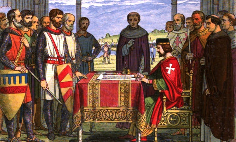 King John signing Magna Carta, one of the evolutionary stages leading to today’s politics. Image: Wikimedia Commons