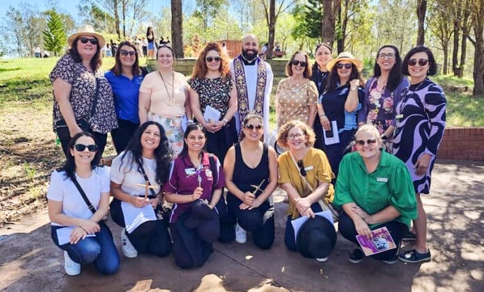 Some of the almost two hundred parents and parishioners of various local Sydney parishes who gathered to Walk the Way of the Cross led by Father Ben Saliba of John the Baptist Parish, Bonnyrigg Heights, on Thursday 30 March. Photo: Supplied