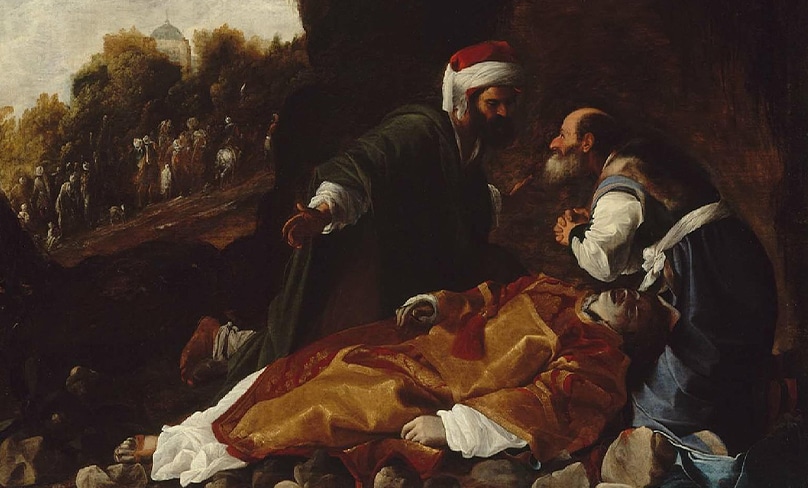Saint Stephen Mourned by Saints Gamaliel and Nicodemus, Carlo Saraceni, c. 1615, Museum of Fine Arts, Boston.